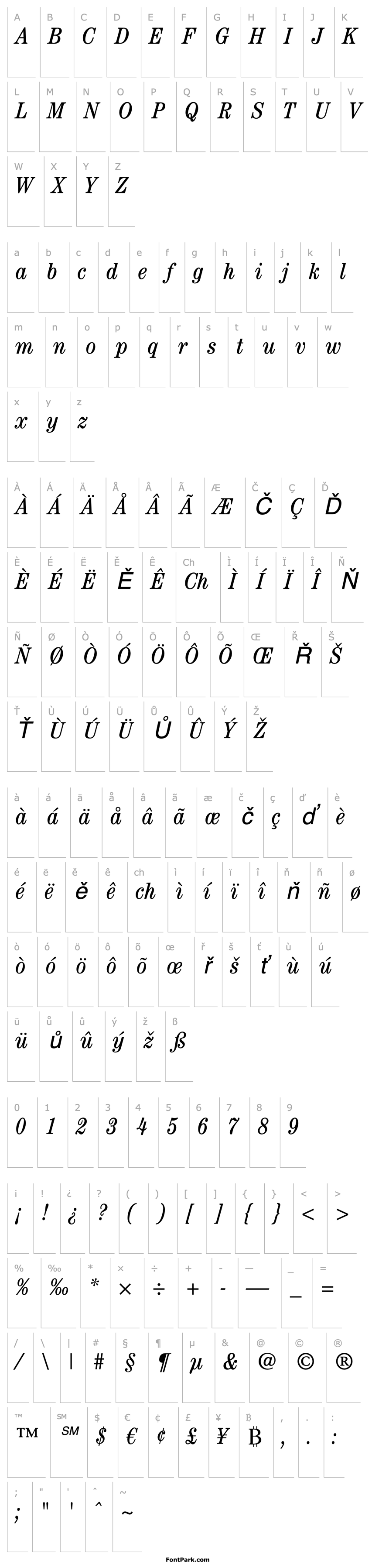 Overview ITC Century LT Book Condensed Italic