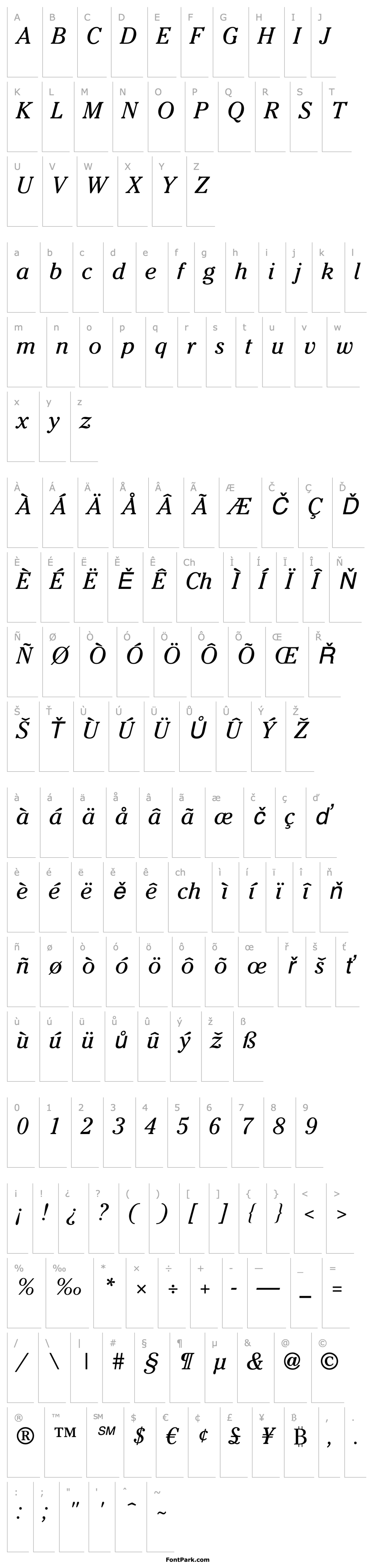 Overview ITC Cheltenham LT Book Italic