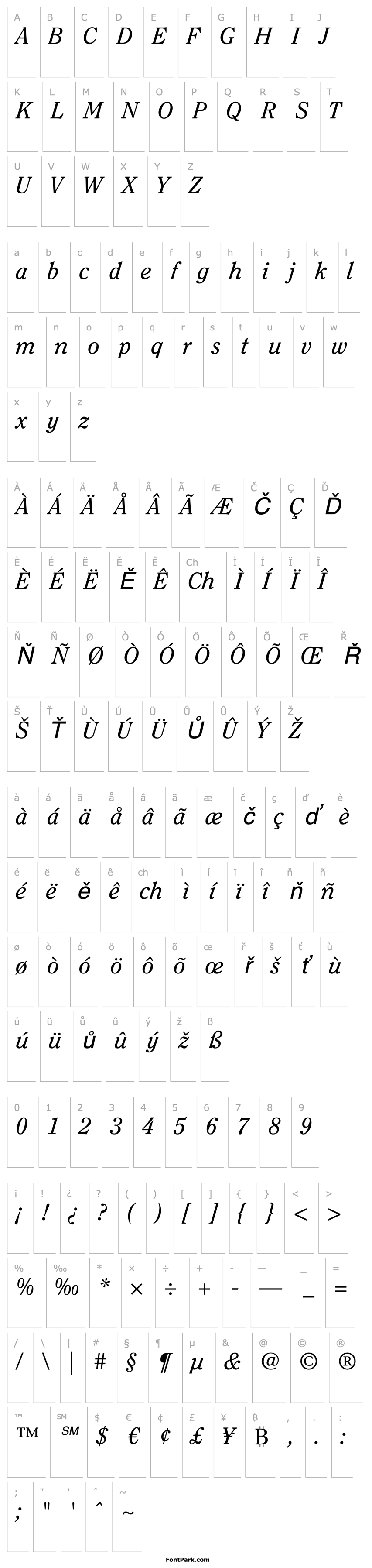 Overview ITC Clearface LT Regular Italic