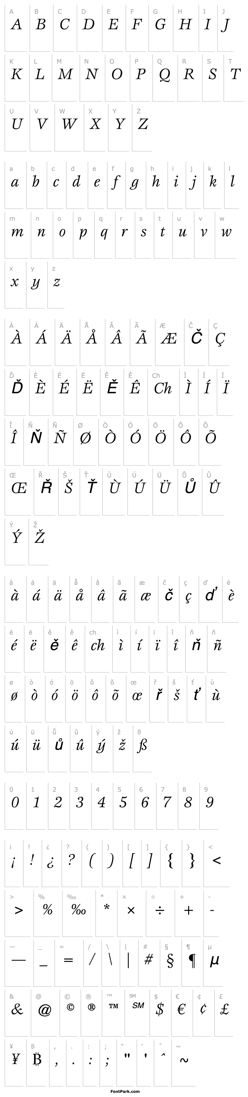 Overview ITC Esprit LT Book Italic