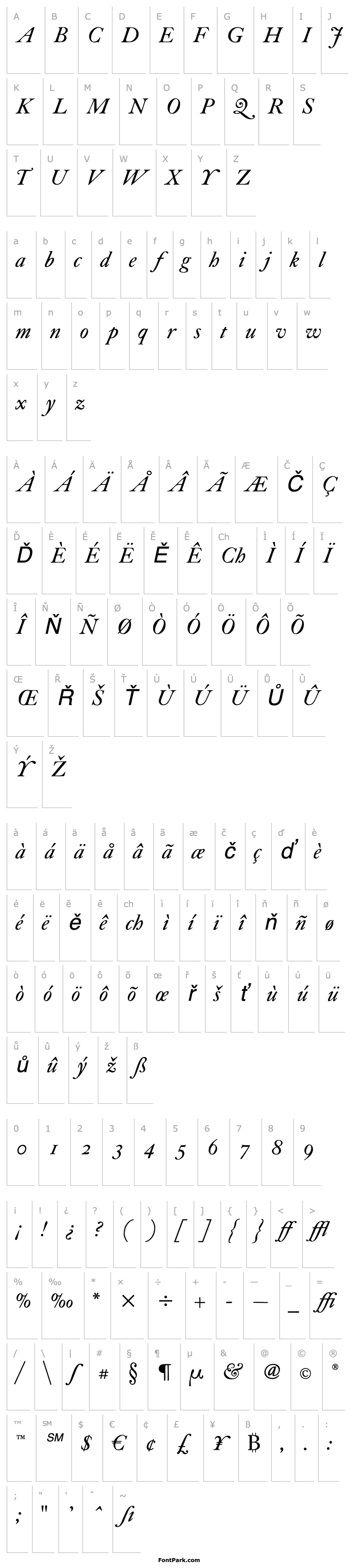 Přehled ITC Founders Caslon 30 Italic