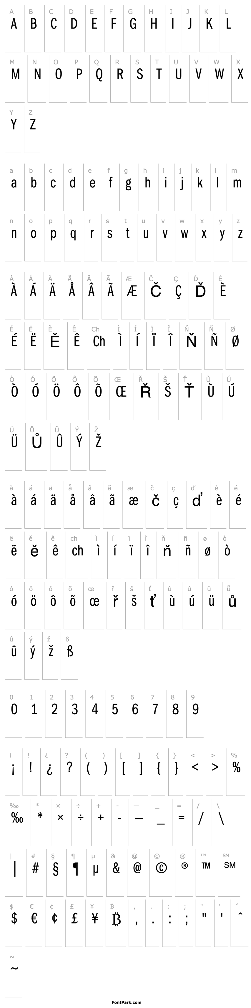 Přehled ITC Franklin Gothic LT Book Compressed