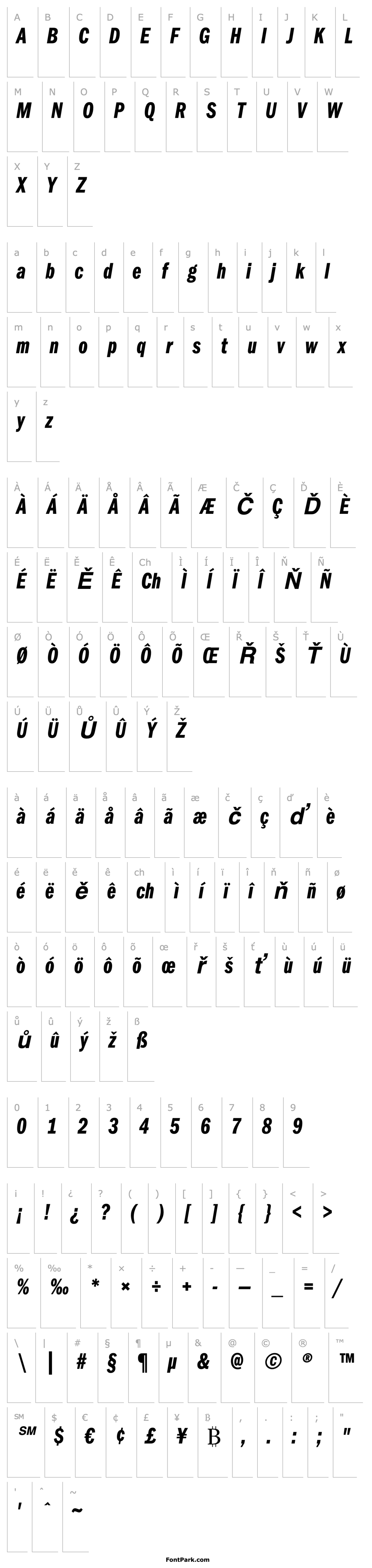 Přehled ITC Franklin Gothic LT Demi Compressed Italic