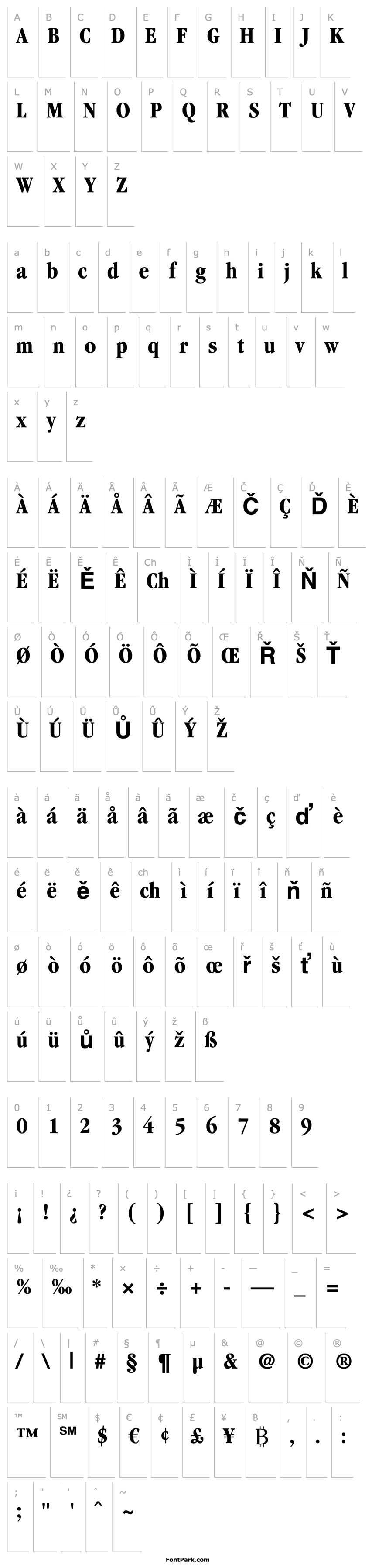 Přehled ITC Garamond LT Bold Condensed