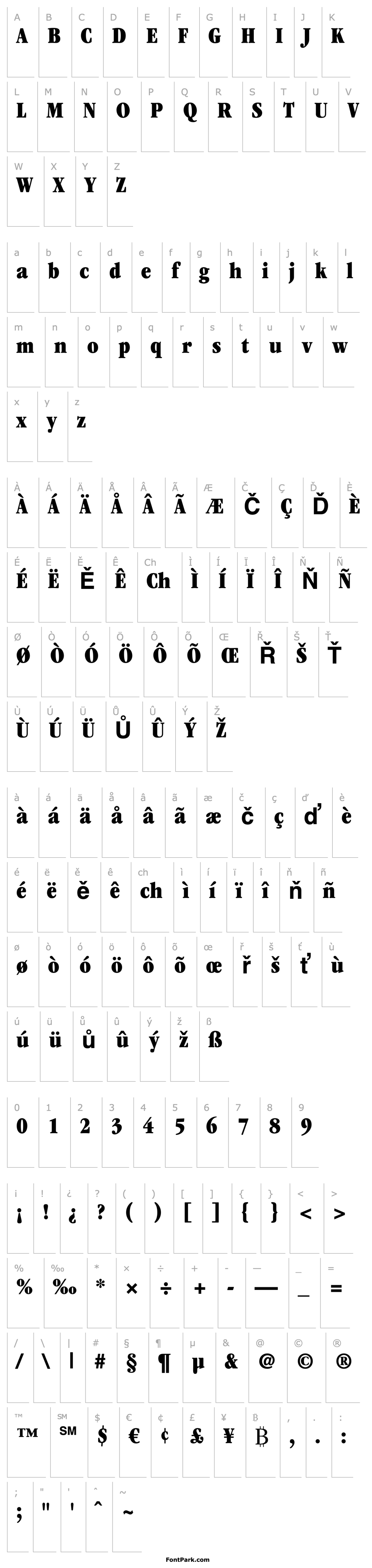 Přehled ITC Garamond LT Ultra Condensed