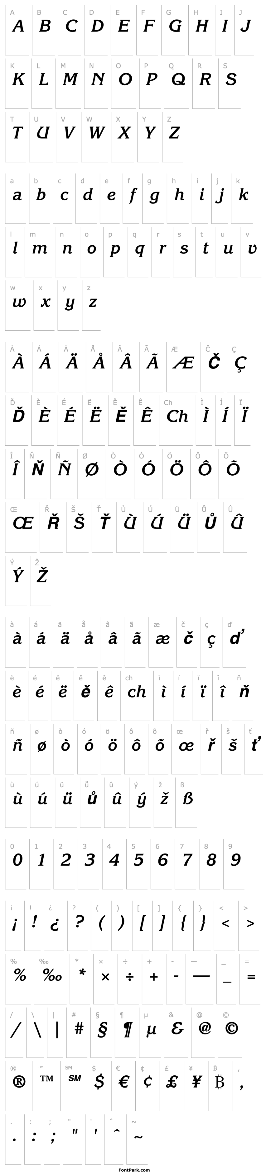 Přehled ITC Korinna LT Bold Kursiv