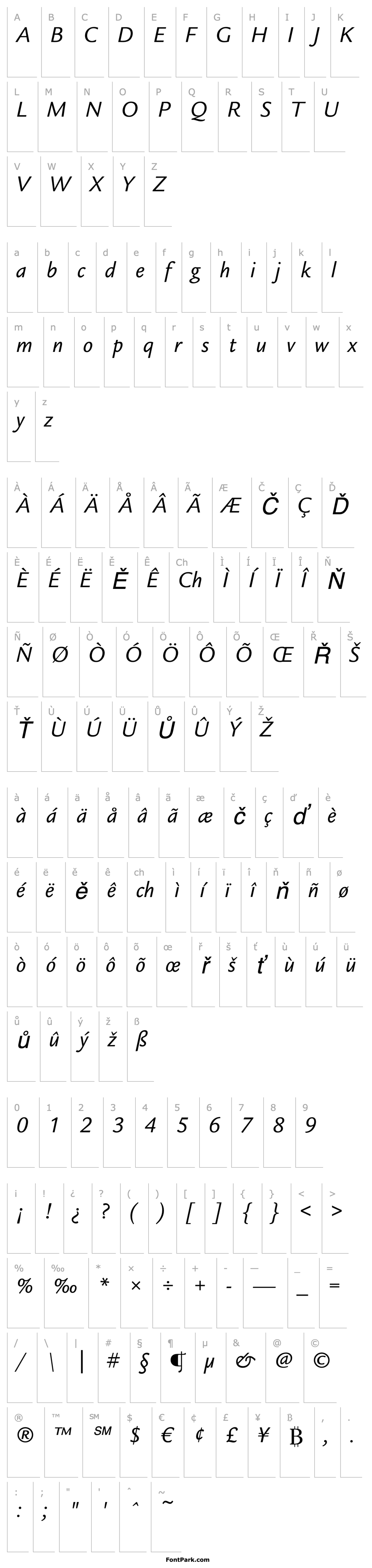 Overview ITC Legacy Sans LT Book Italic