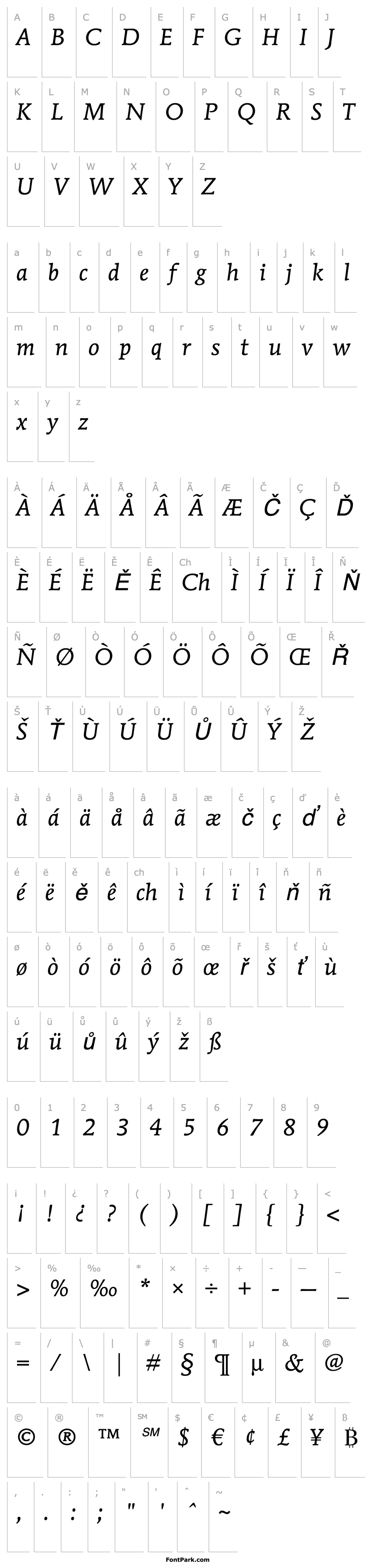 Overview ITC Mendoza Roman LT Book Italic