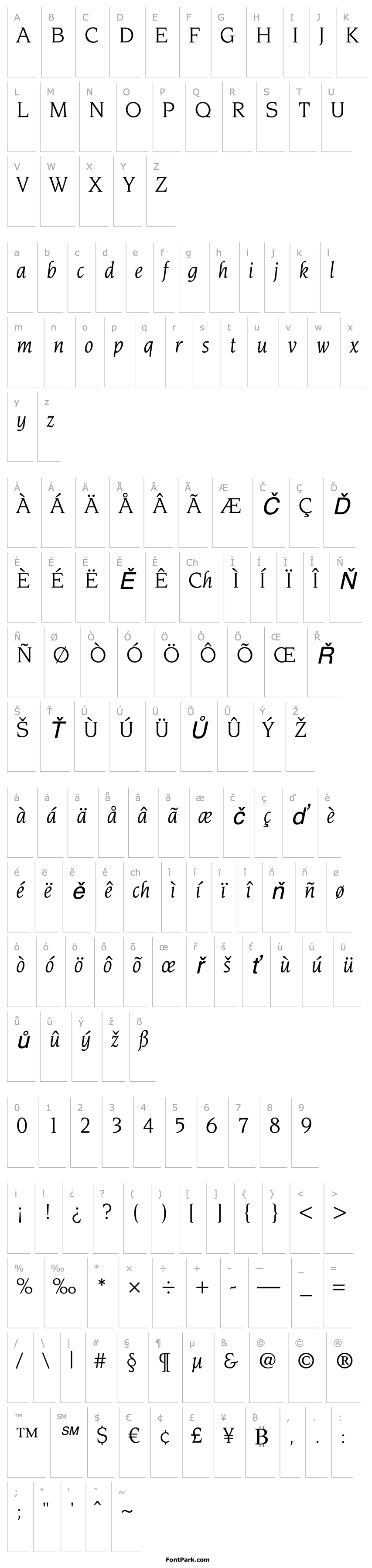 Overview ITC Novarese LT Book Italic