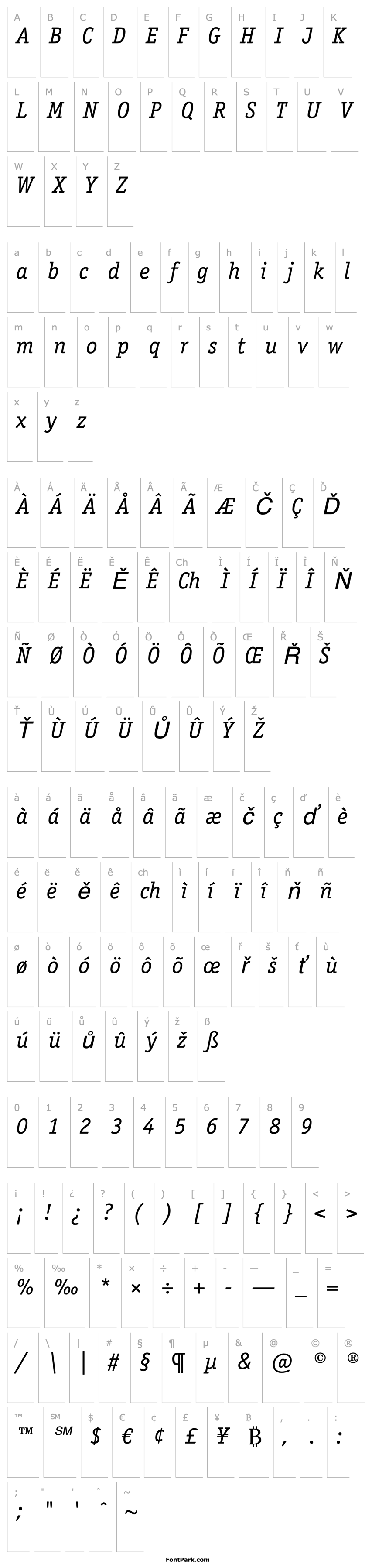 Přehled ITC Officina Serif LT Book Italic