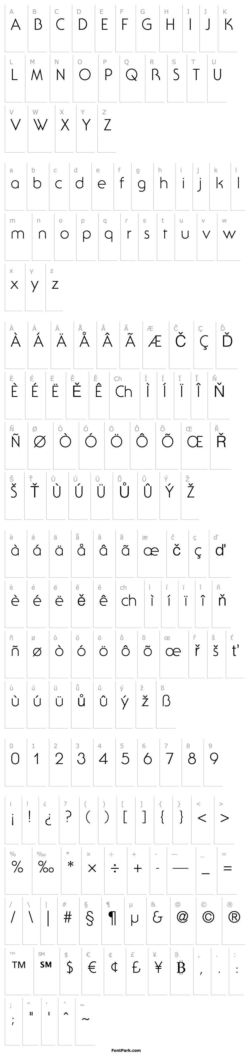 Přehled ITC Serif Gothic LT Light