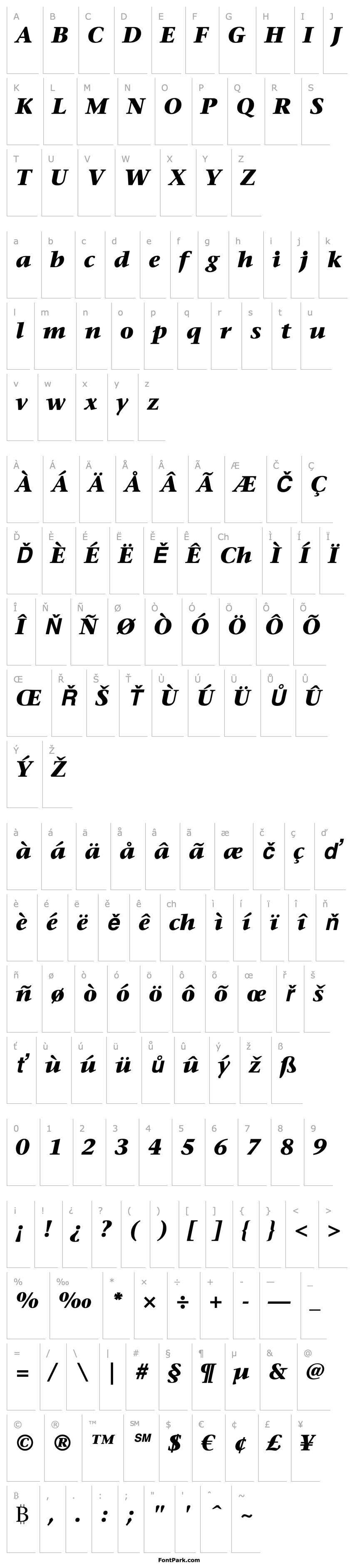 Overview ITC Stone Serif LT Bold Italic