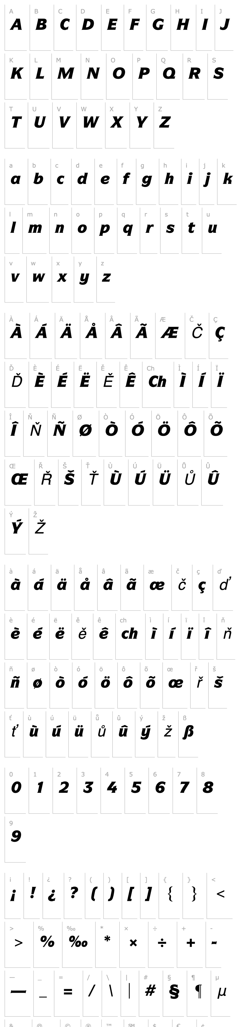 Přehled ITC Symbol Black Italic