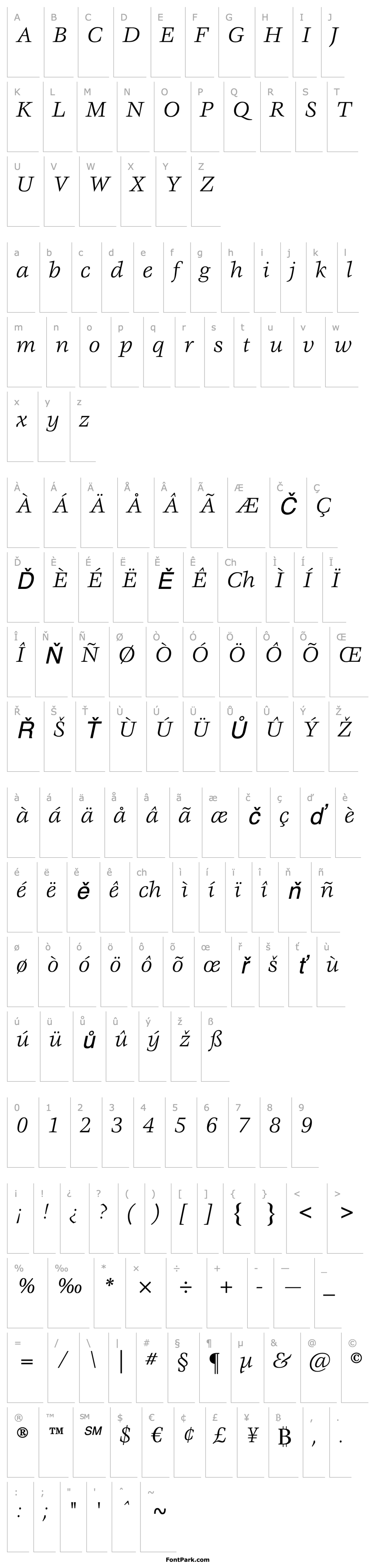 Overview ITC Veljovic LT Book Italic