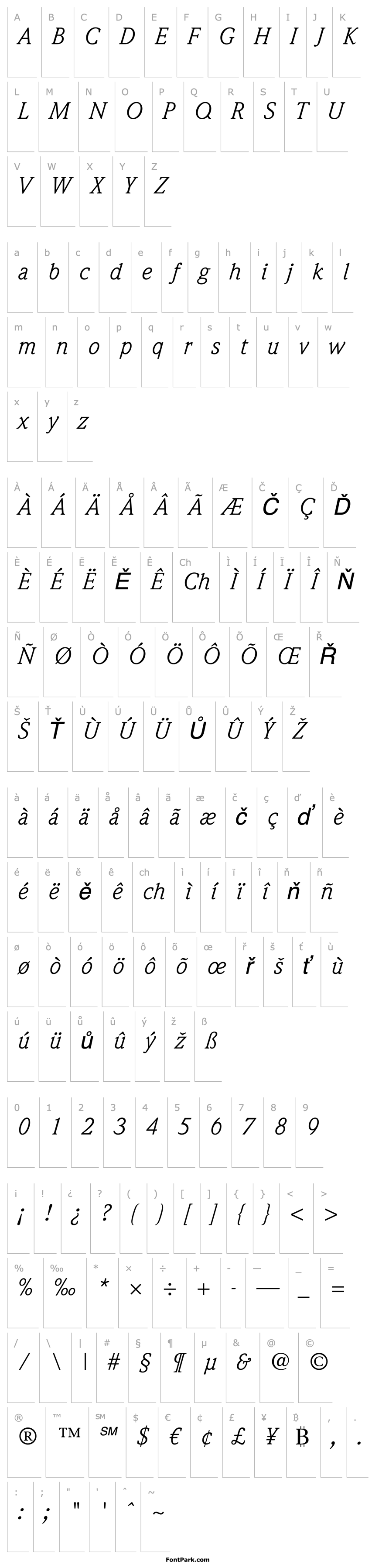 Overview ITC Weidemann LT Book Italic