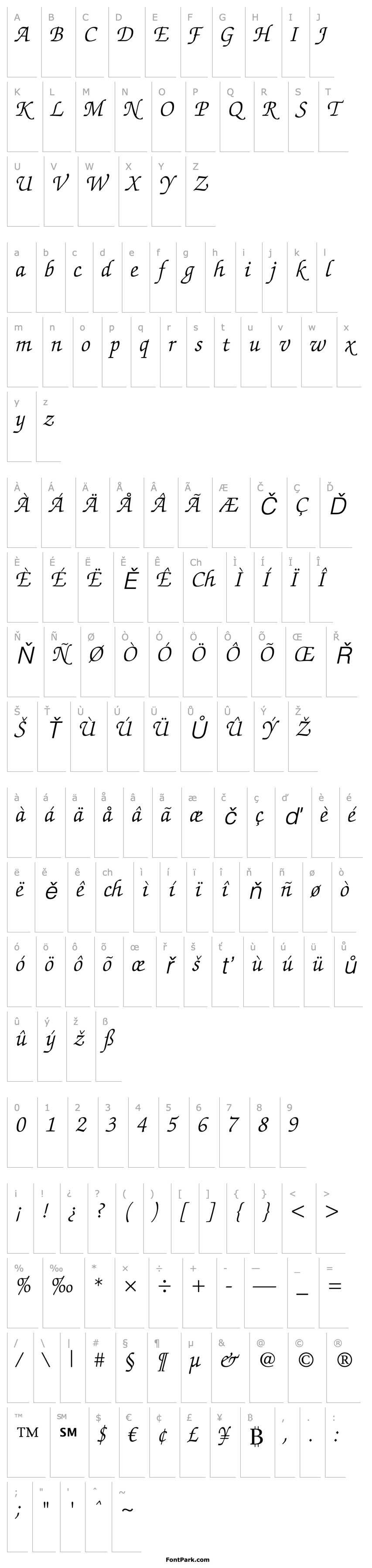 Overview ITC Zapf Chancery LT Light Italic