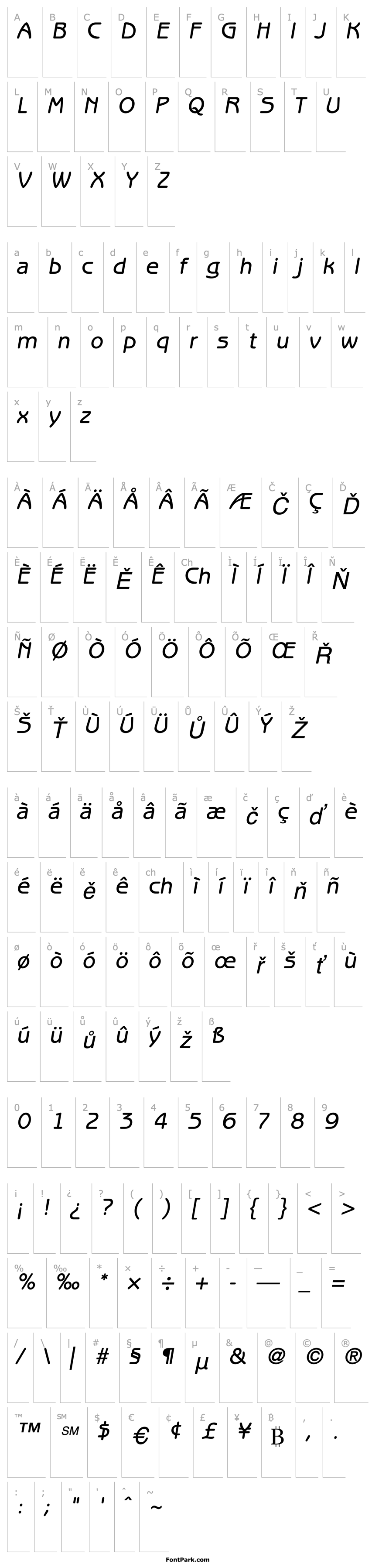 Přehled ITCBenguiatGothic-Medium Oblique