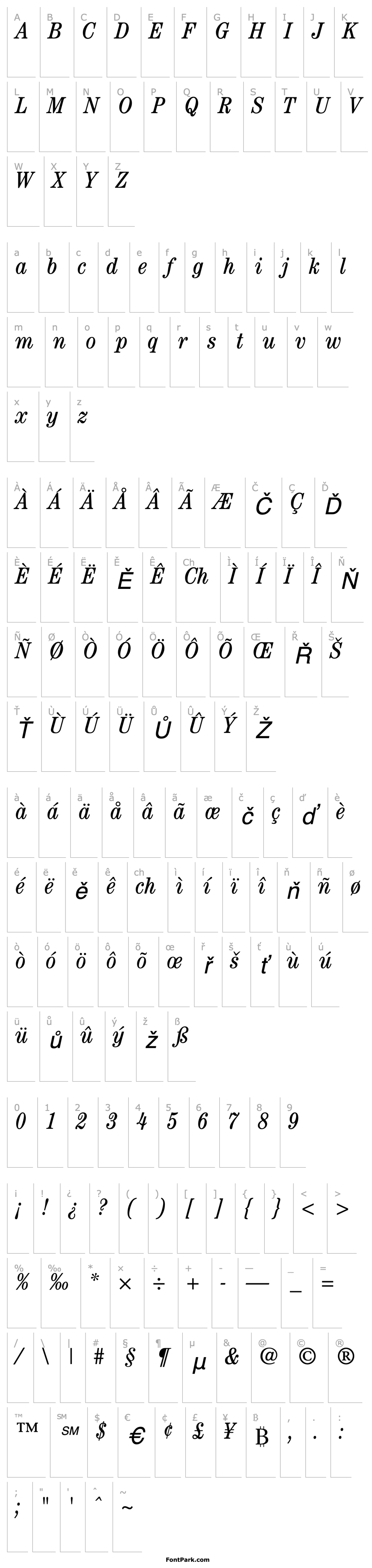 Overview ITCCentury-CondensedBook Italic