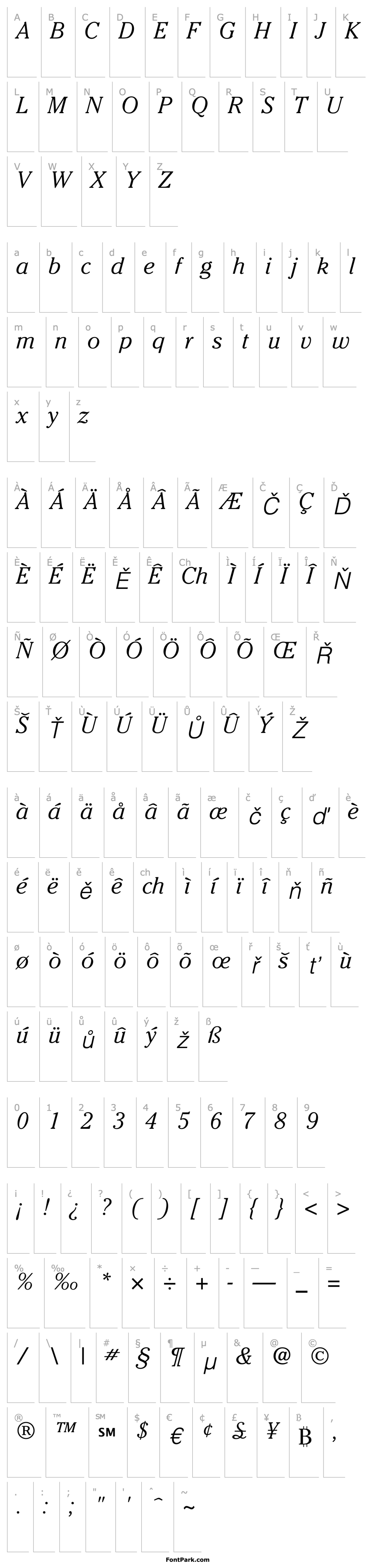 Overview ITCCheltenham-Light Italic