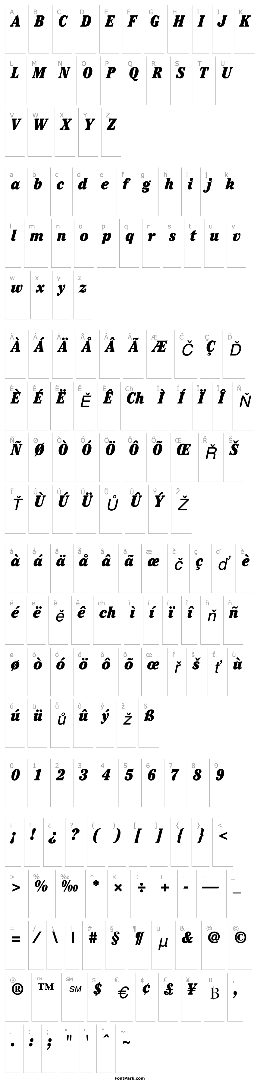 Přehled ITCCheltenham-UltraCondensed Italic