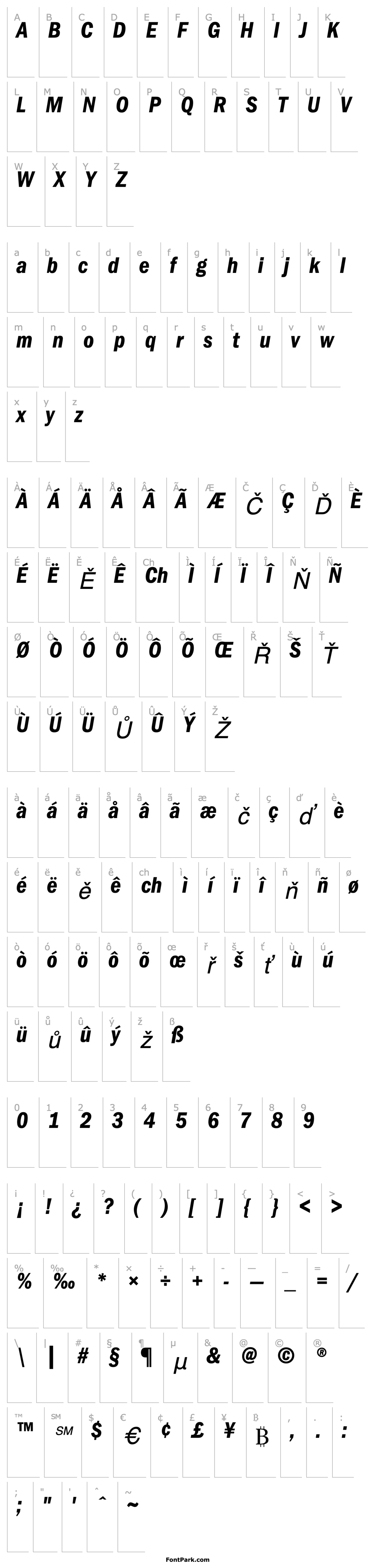 Přehled ITCFranklinGothic-DemiCondensed Italic