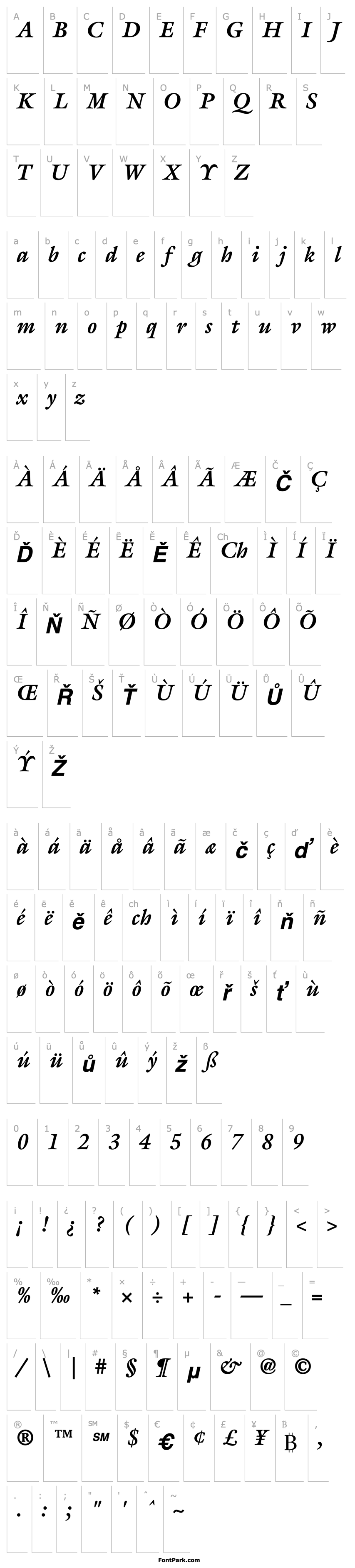 Overview ITCGalliard-Bold Italic