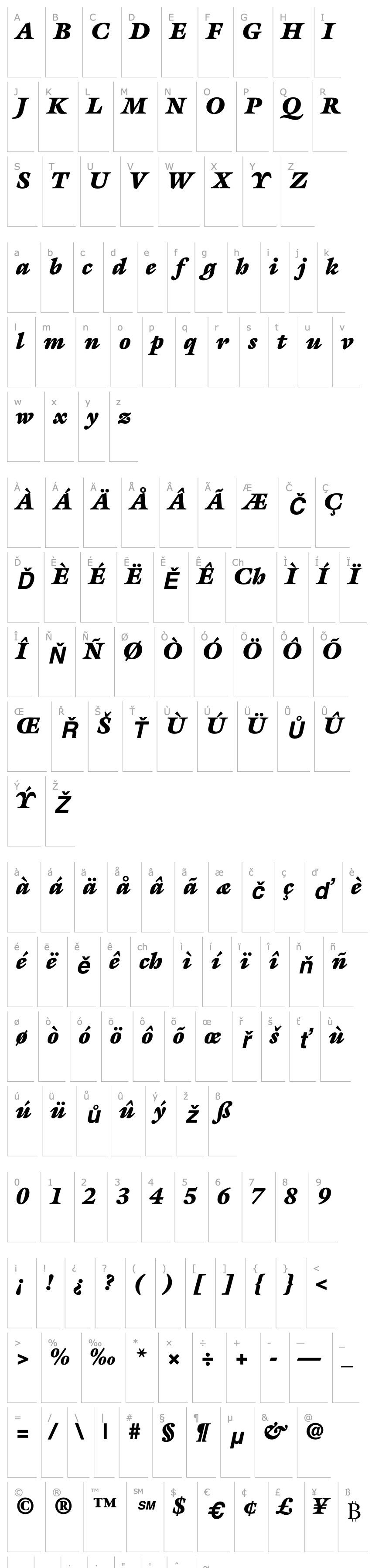 Přehled ITCGalliard-Ultra Italic