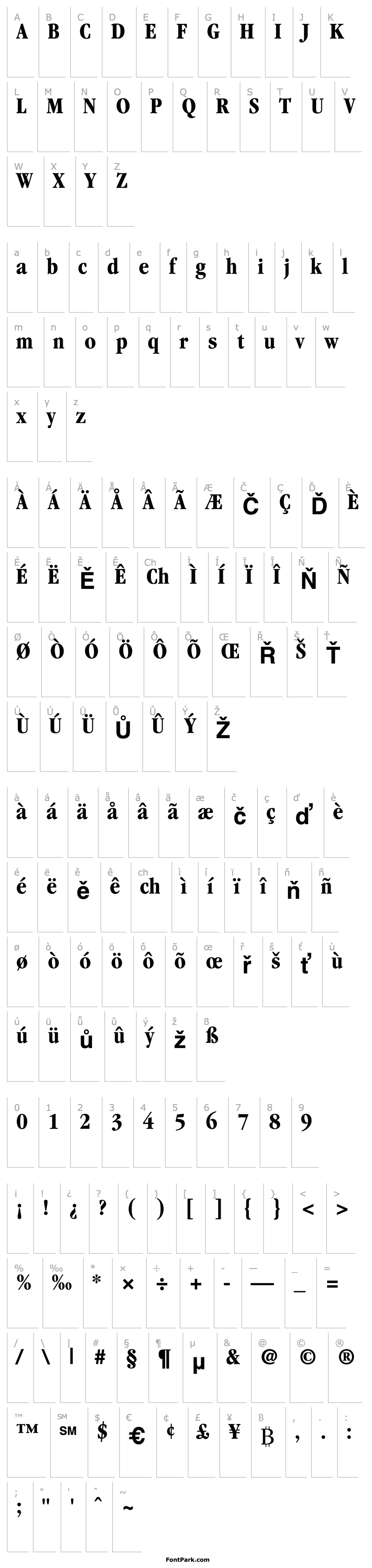 Přehled ITCGaramond-Condensed Bold