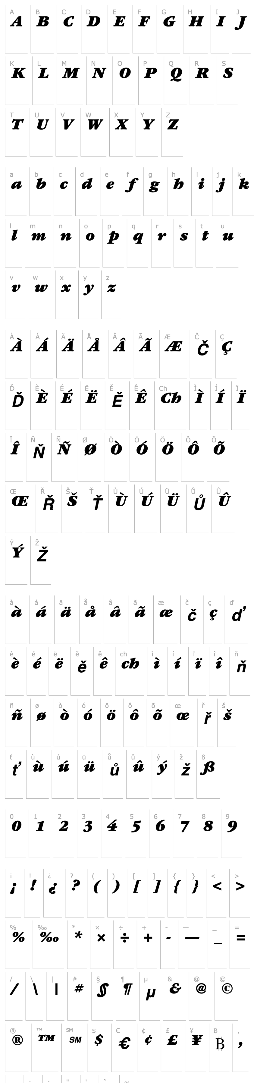 Přehled ITCGaramond-Ultra Italic