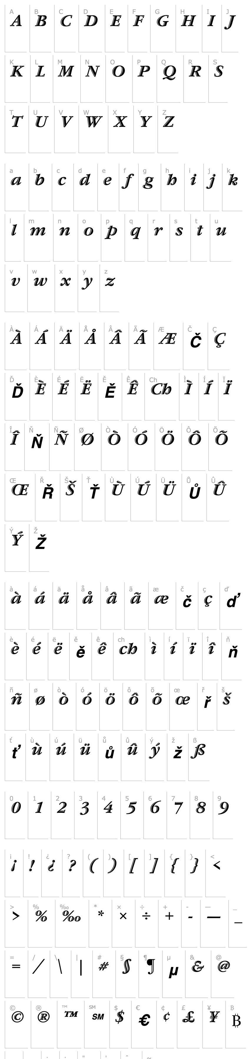 Overview ITCGaramondHandtooled-Bold Italic