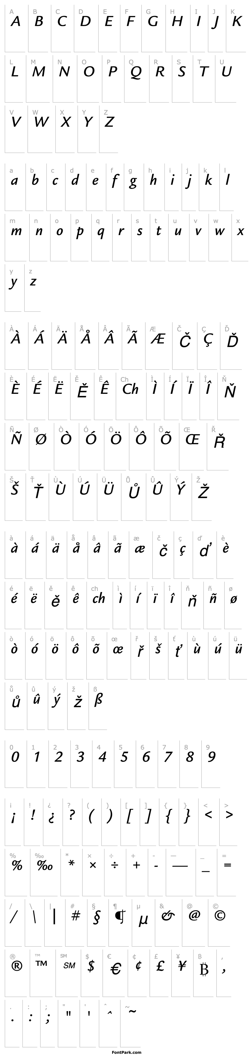 Přehled ITCLegacySans-Medium Italic