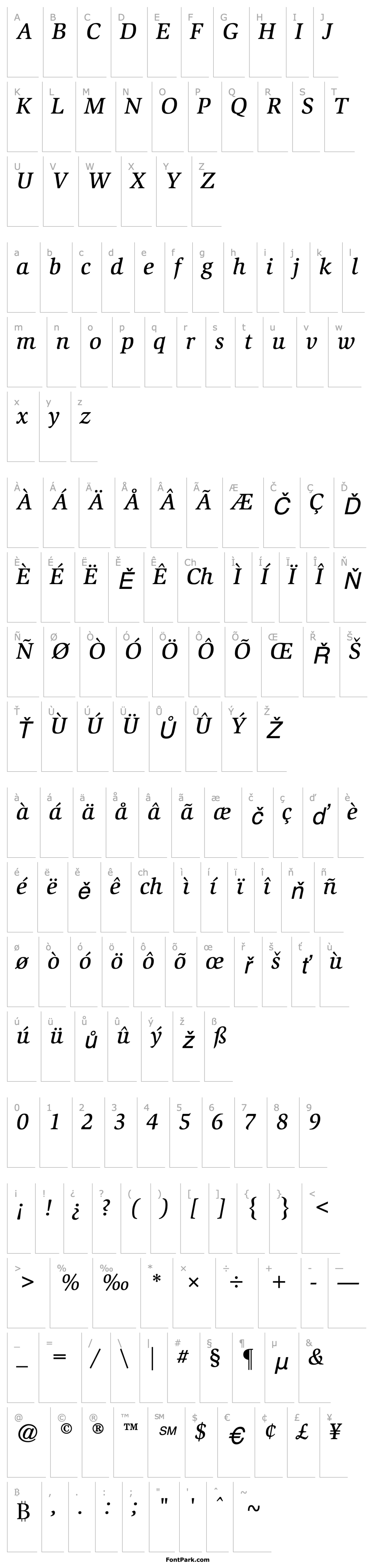 Overview ITCSlimbach-Medium Italic