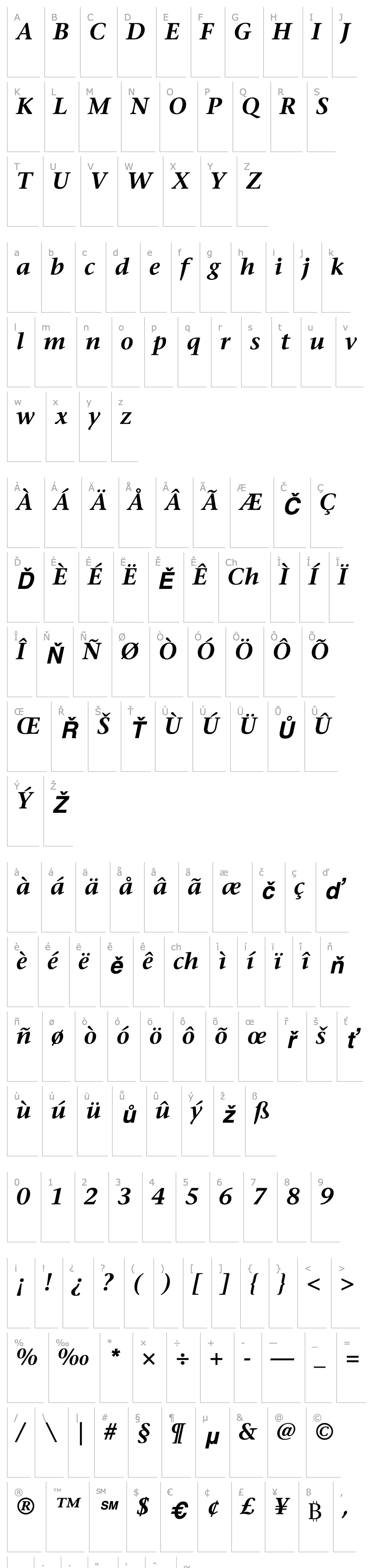 Přehled ITCStoneSerif-SemiBold Italic