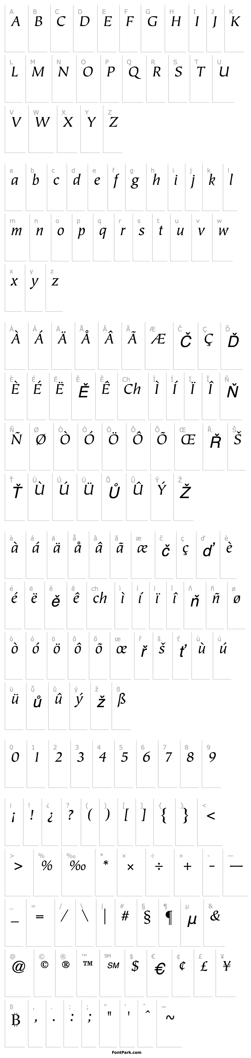 Overview ITCTiepolo-Book Italic