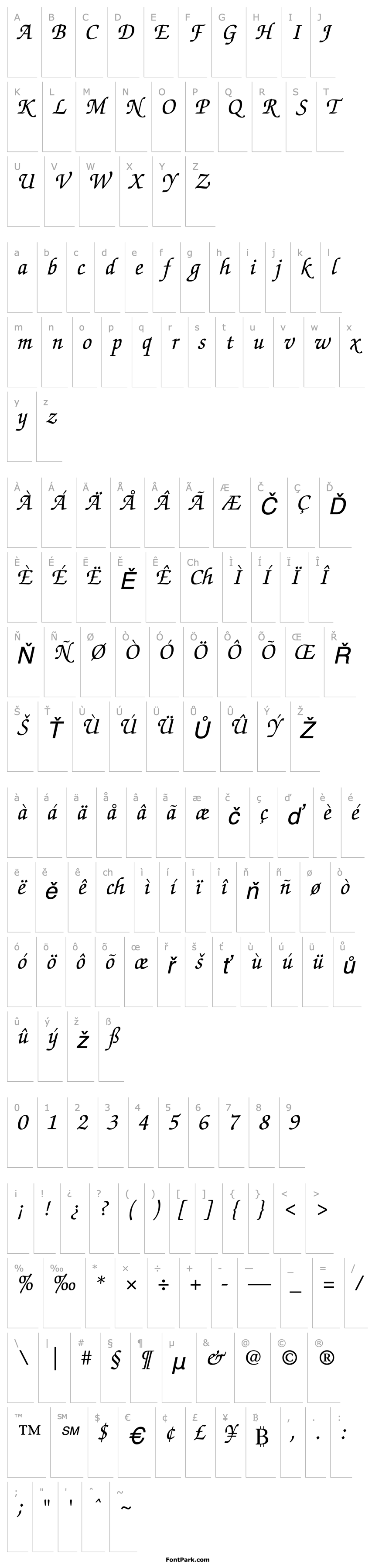 Overview ITCZapfChancery-Medium Italic