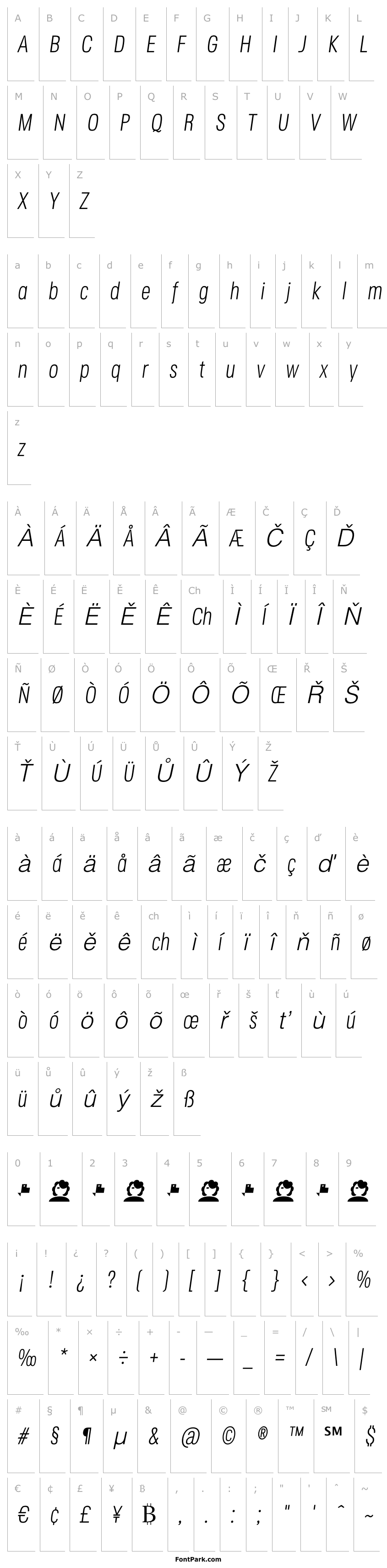 Přehled Jane Roe Light Italic