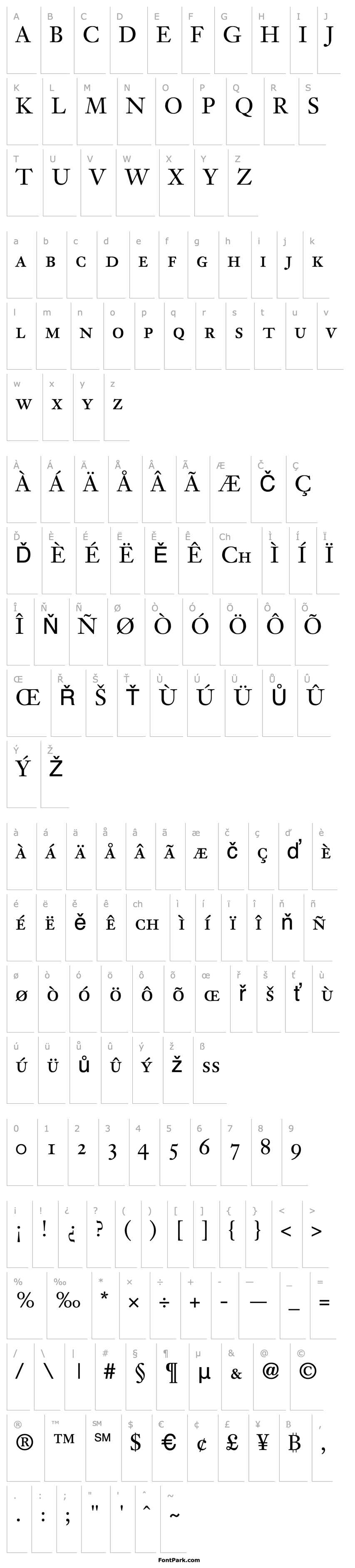 Overview Janson Text 55 Roman Small Caps & Oldstyle Figures