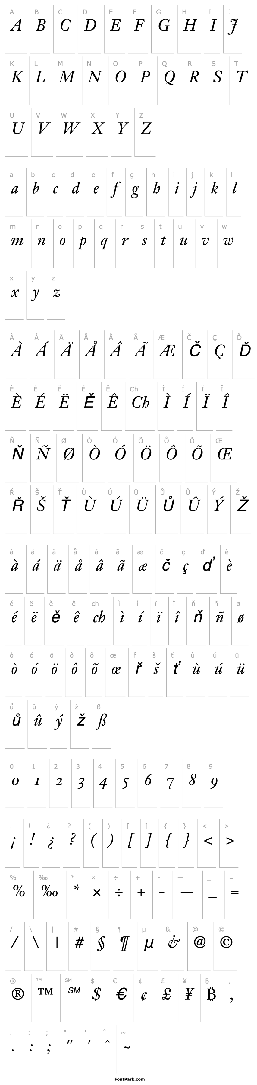 Overview Janson Text 56 Italic Oldstyle Figures