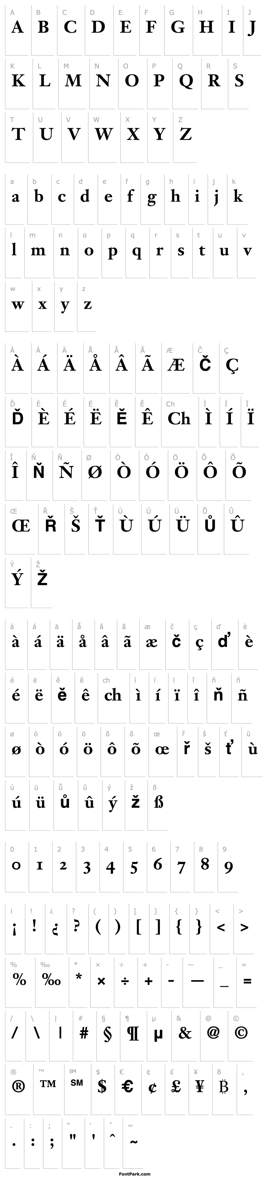 Přehled Janson Text 75 Bold Oldstyle Figures