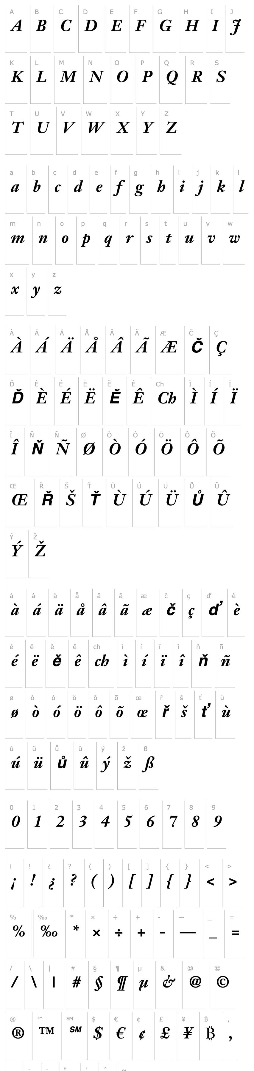 Overview Janson Text LT 76 Bold Italic