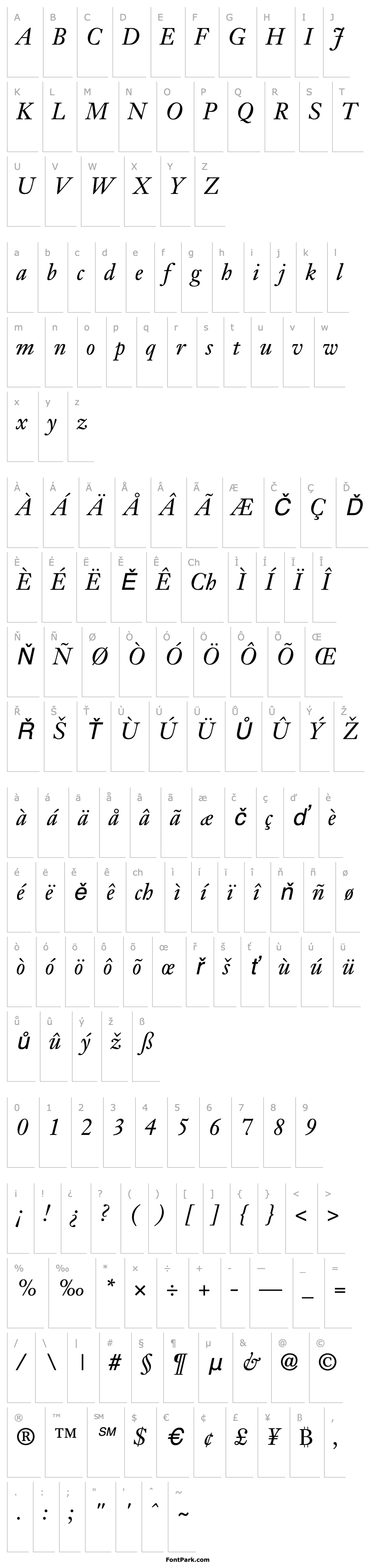 Přehled JansonText-Italic