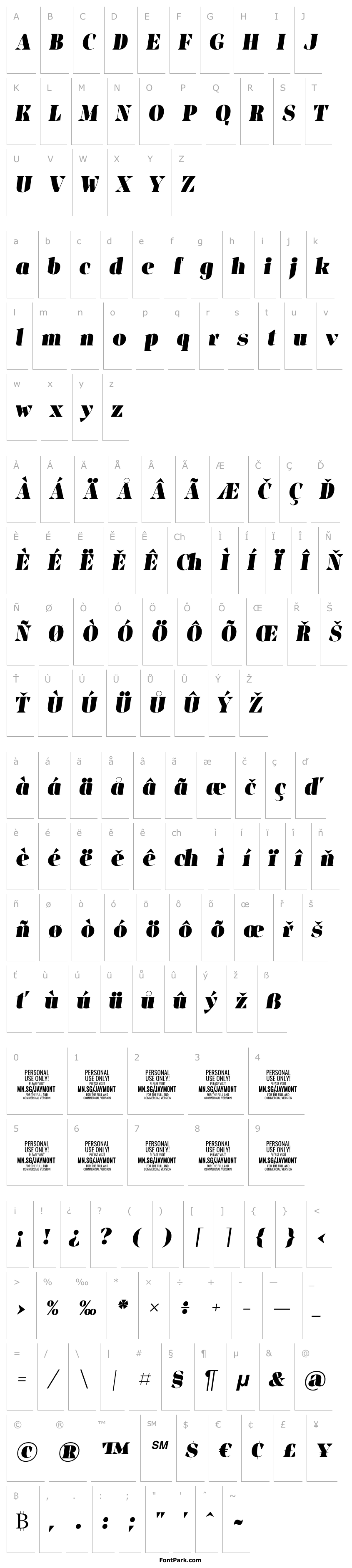 Přehled Jaymont PERSONAL Black Italic