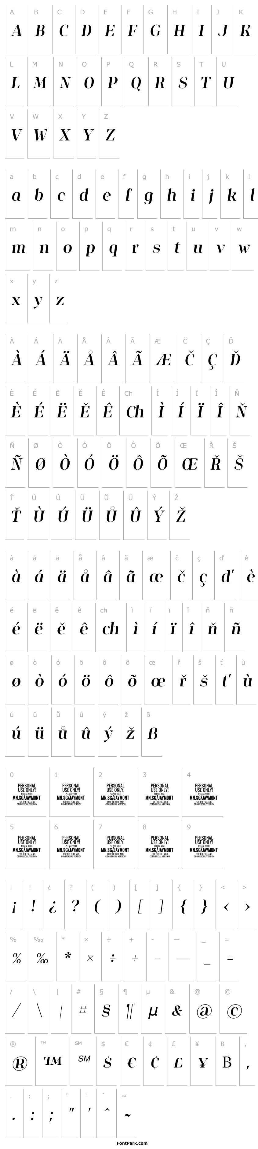 Overview Jaymont PERSONAL Medium Italic