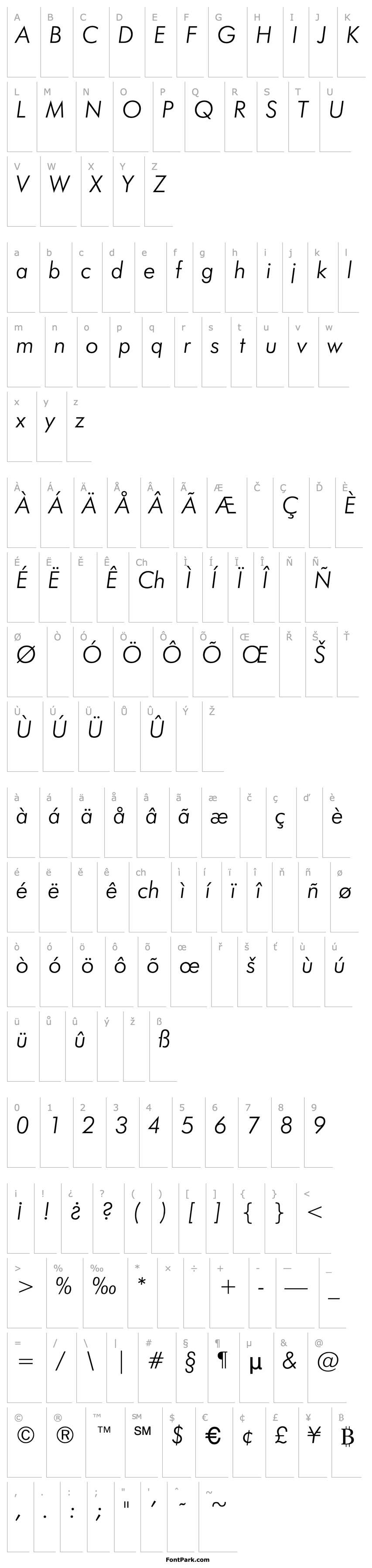 Overview Jensen Thin Italic