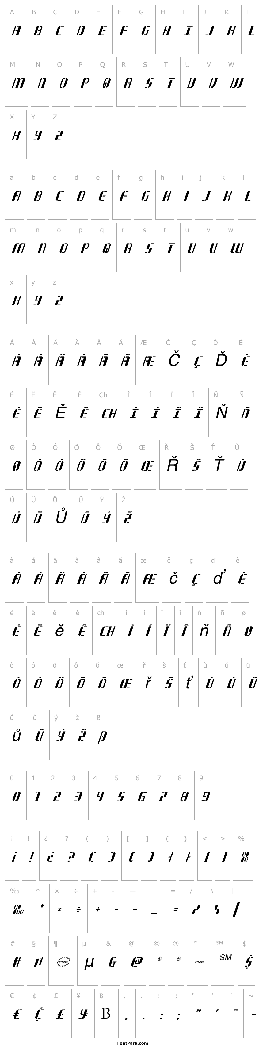 Přehled Jetway Condensed Italic