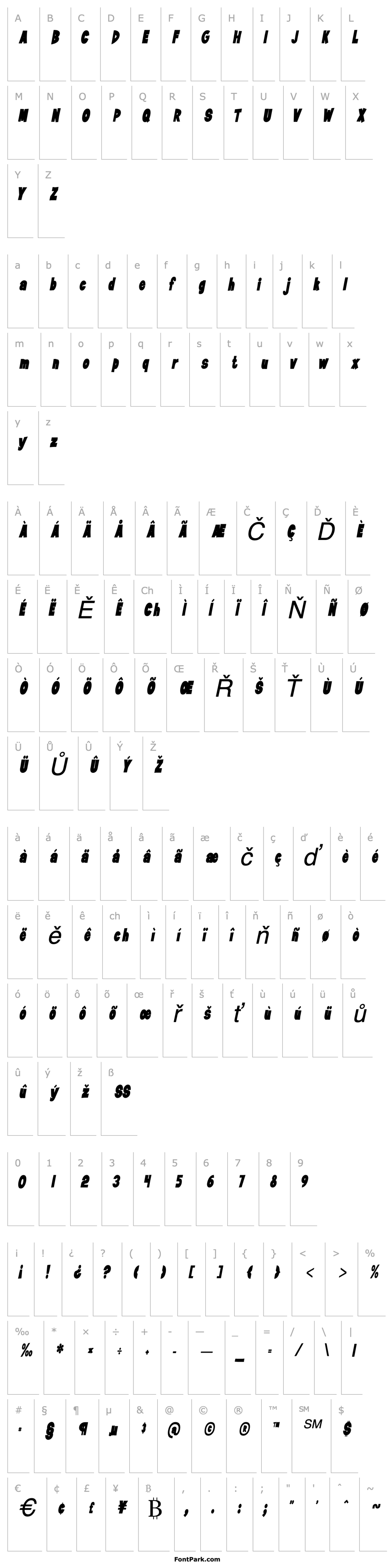 Overview JiffyCondensed Italic