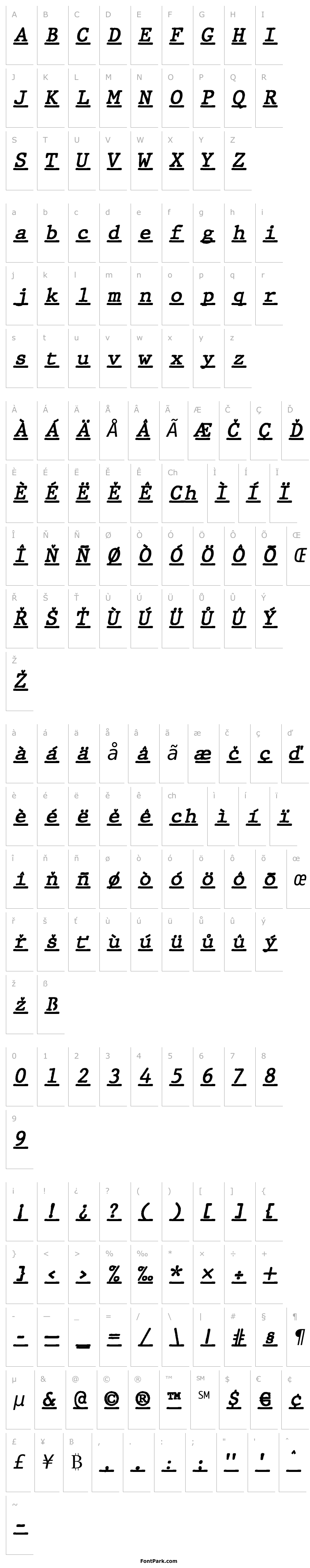 Overview JMHTypewritermonoUnder-Italic