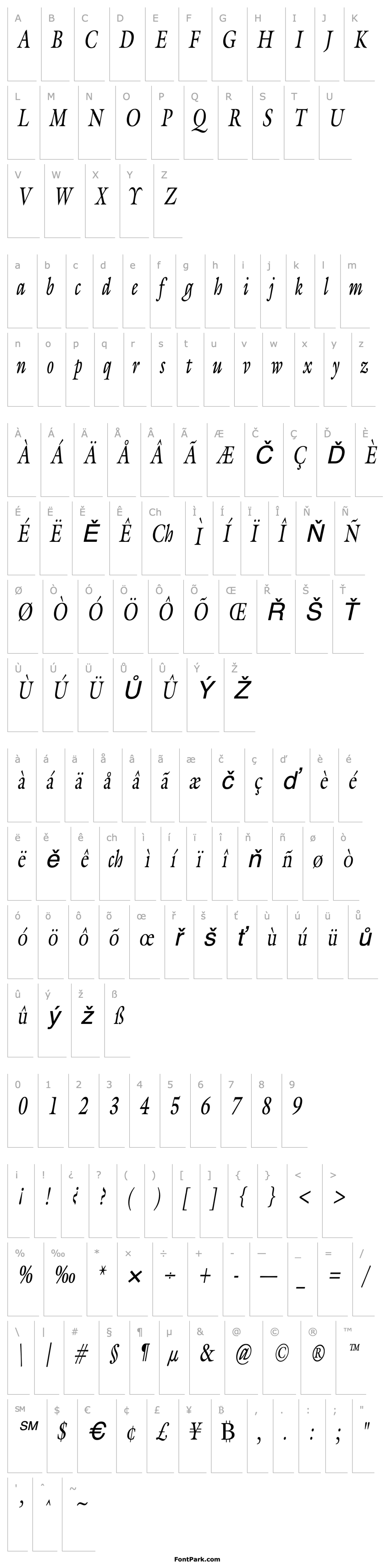 Overview JoulliardCondensed Italic