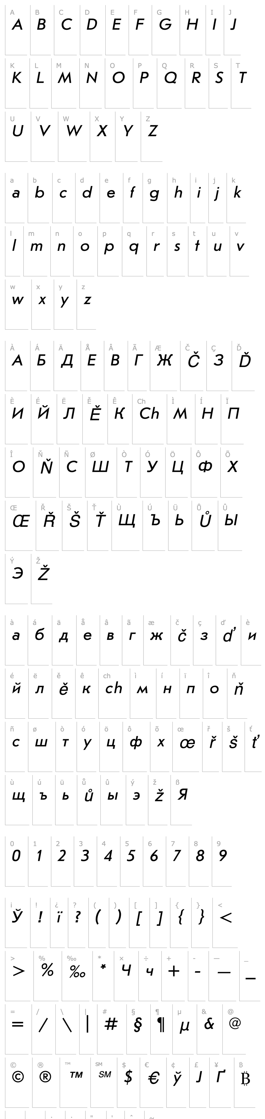 Přehled JournalSansC-Italic