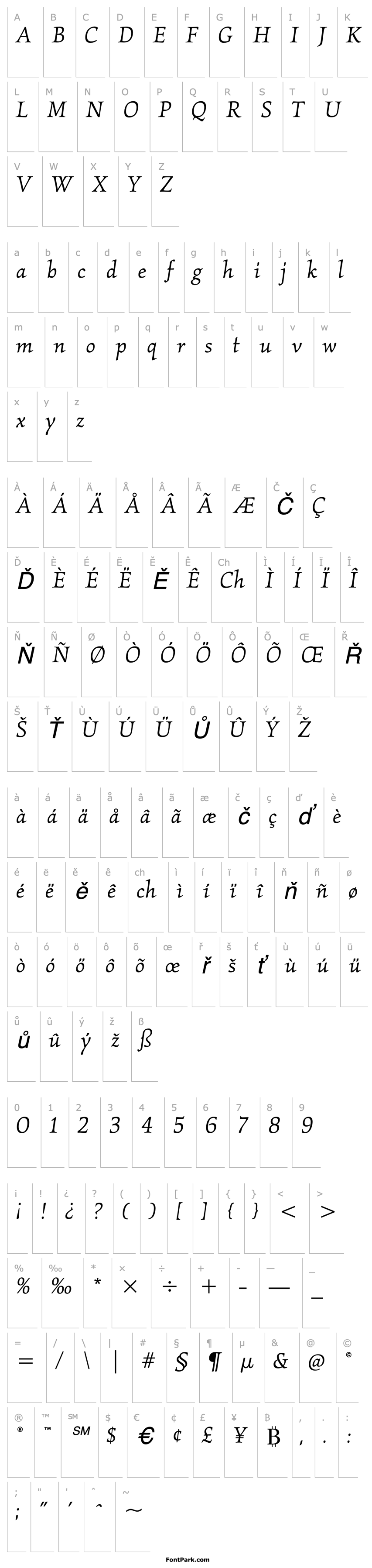 Overview KallosITC TT BookItalic